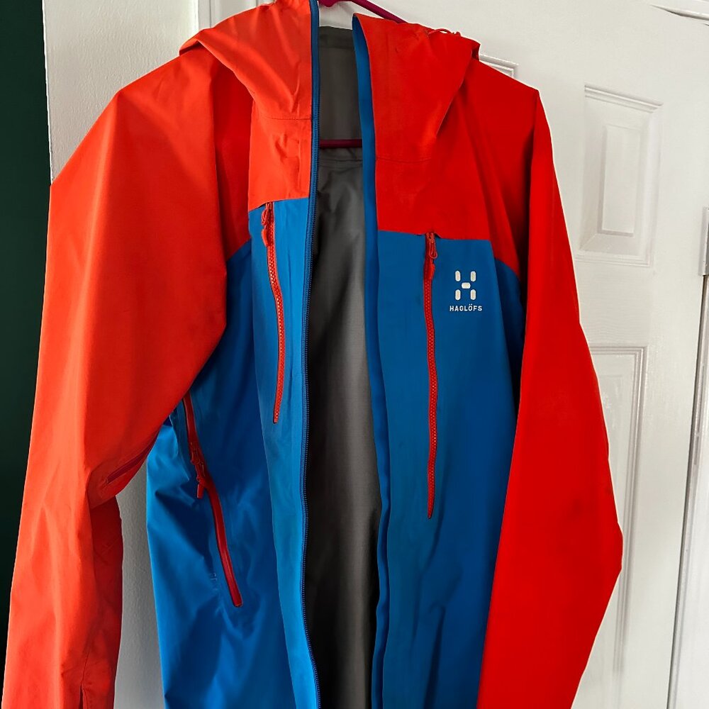 Men's Red & Blue Ski Jacket - Waterproof Hooded Shell